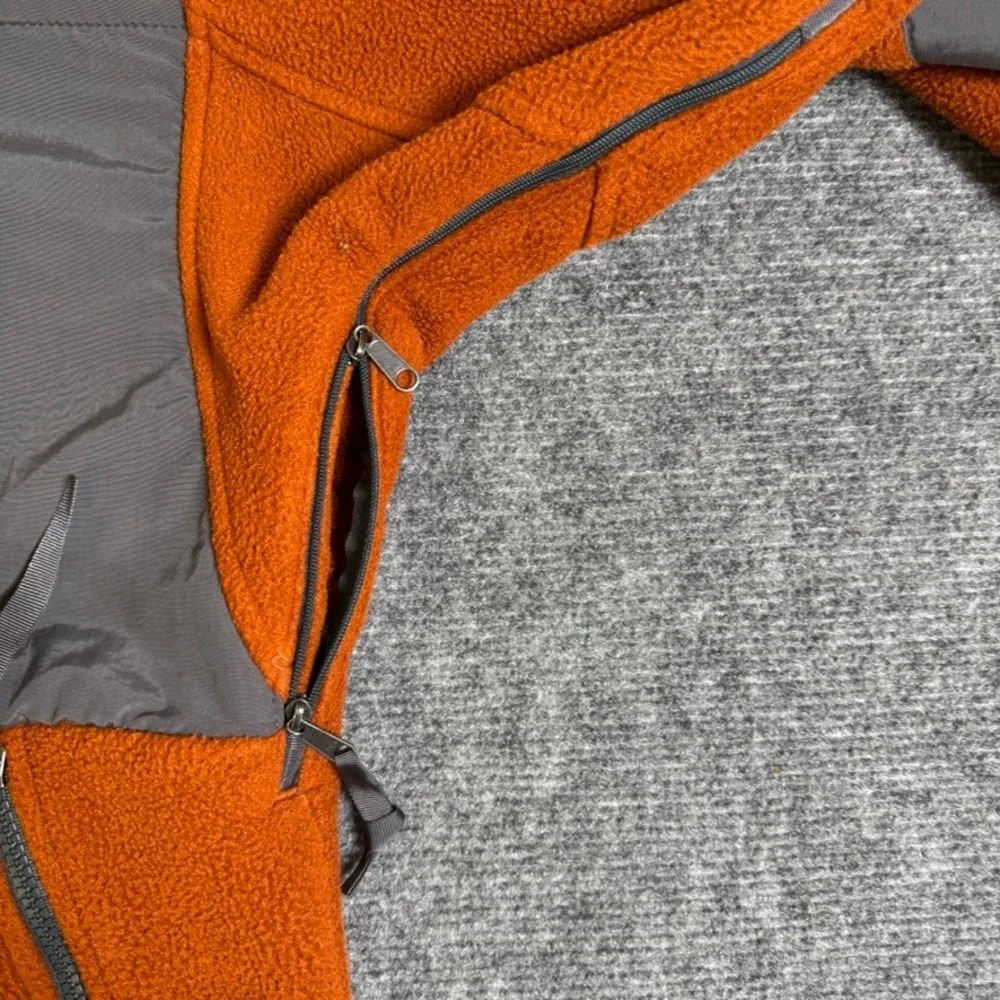 The North Face Denali Polartec Fleece Jacket Mens Large Orange Grey Full Zip